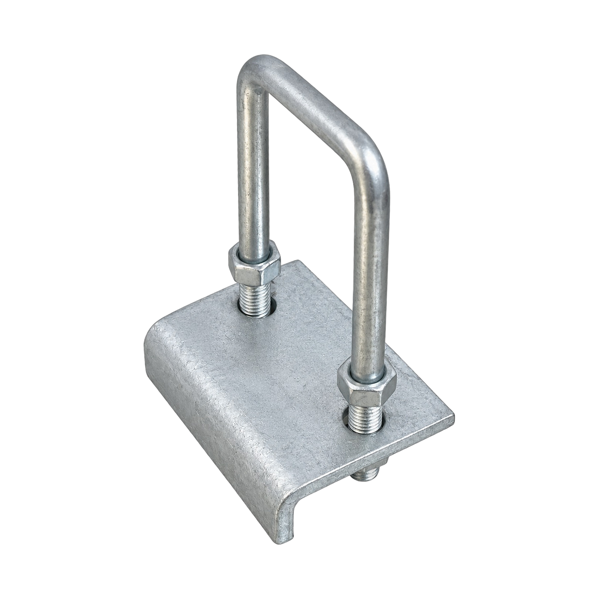Abrazadera U galvanizada con base rectangular y tuercas