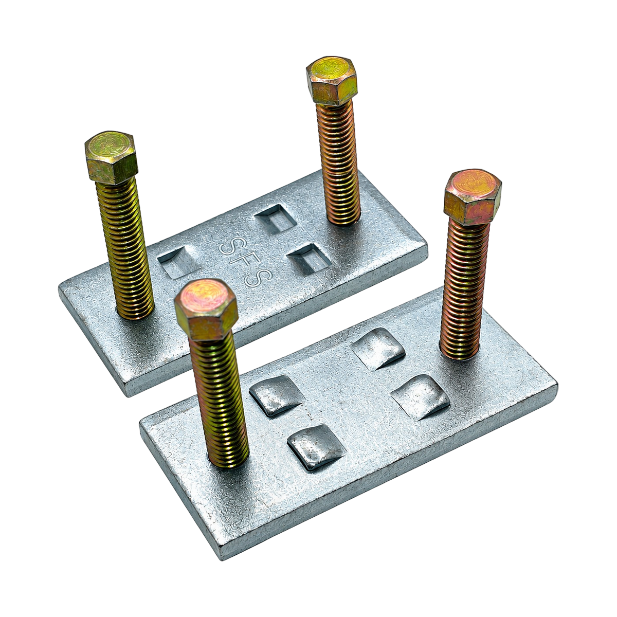 Dos mordazas galleta de acero con pernos dorados
