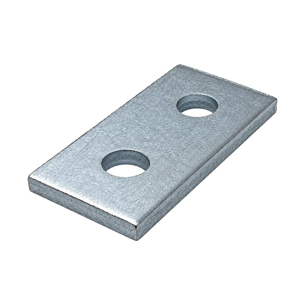 Empalme metálico rectangular con dos orificios circulares
