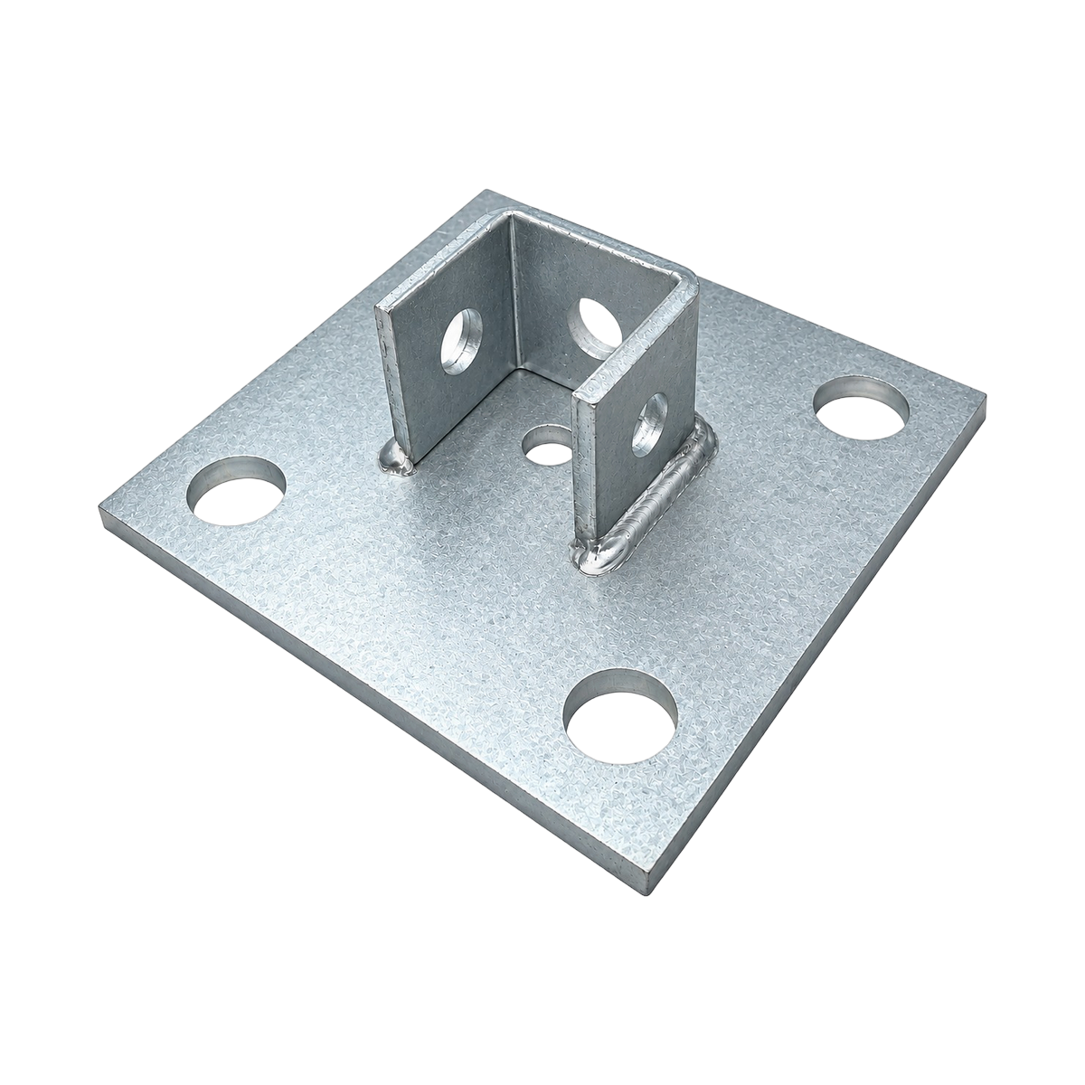 Base unicanal sencilla galvanizada con cuatro agujeros y soporte central
