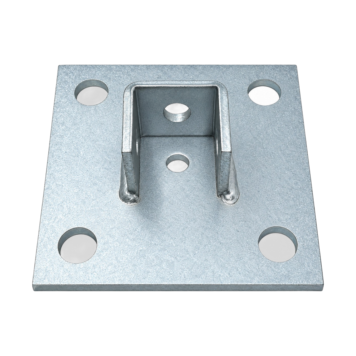 Base unicanal sencilla galvanizada con cuatro orificios